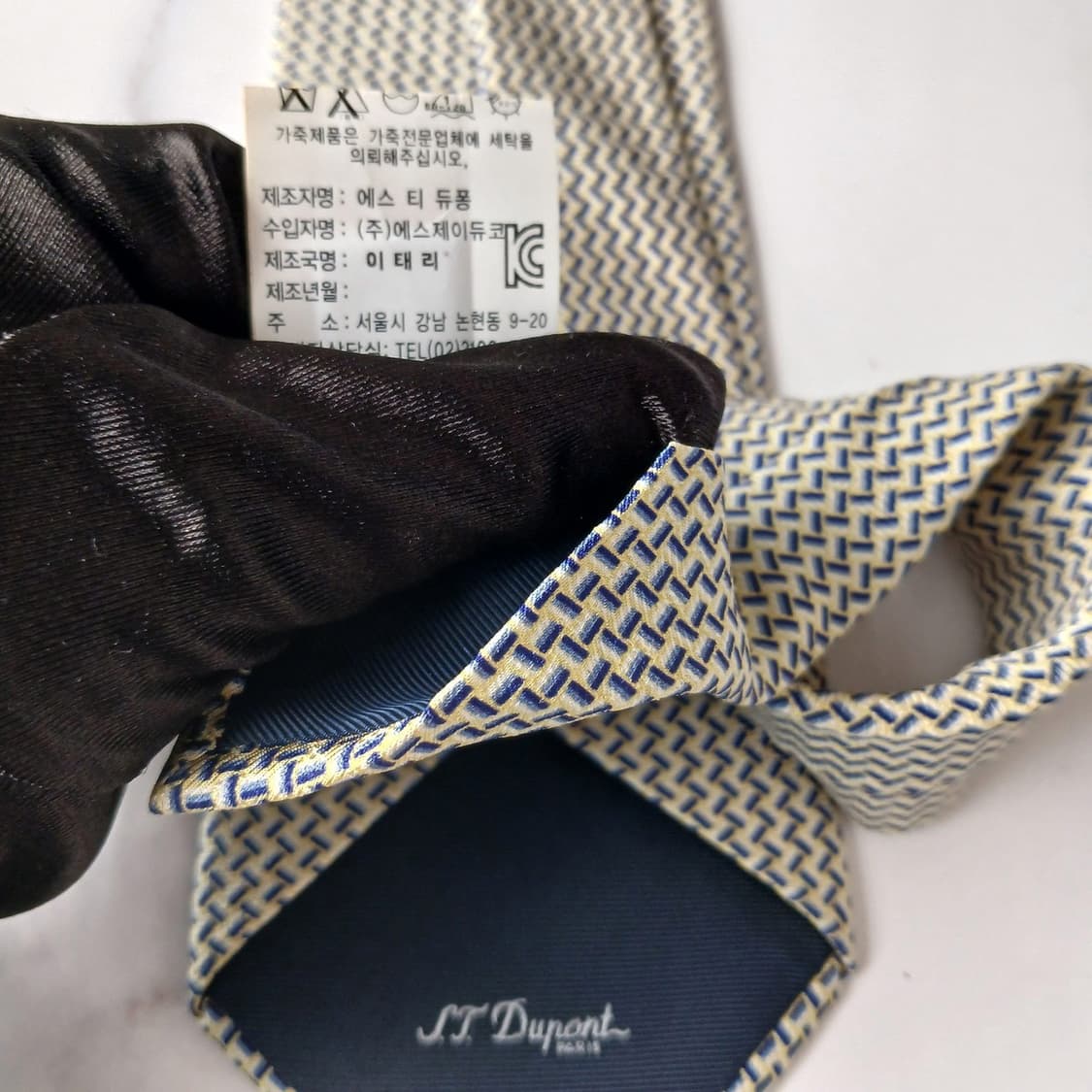 에스.티. 듀퐁 넥타이 옐로우 기하 패턴 8.8cm S~A+등급 G31 상품이미지10