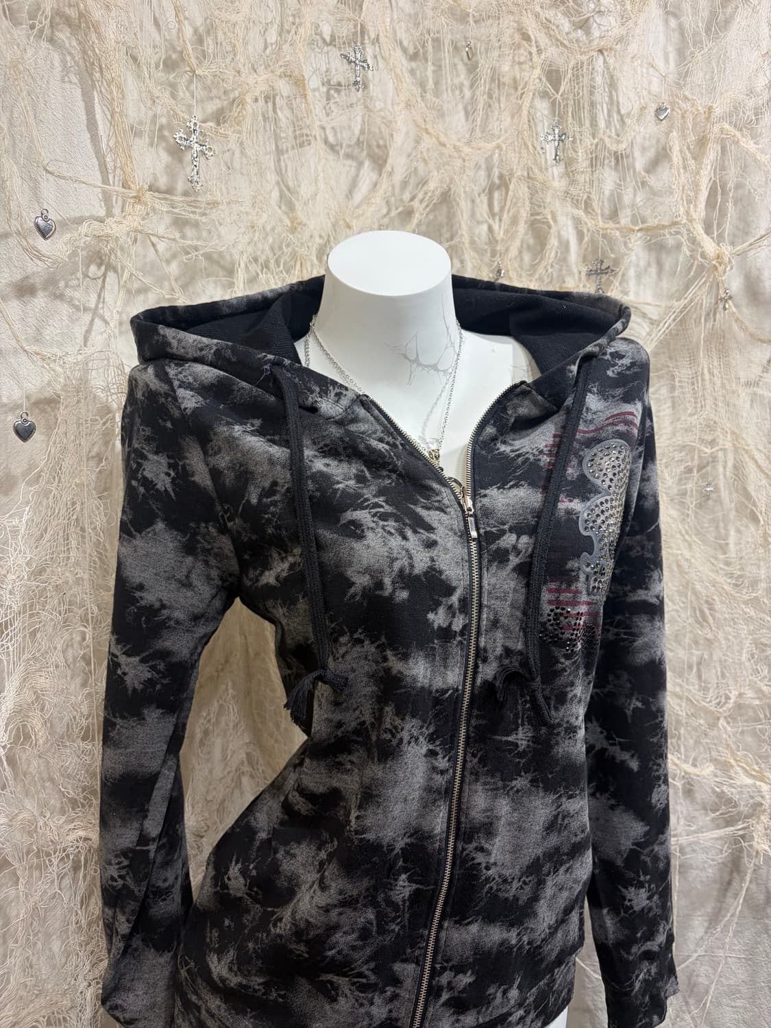 Y2K tie-die cubic mouse hoodie zip up 상품이미지8