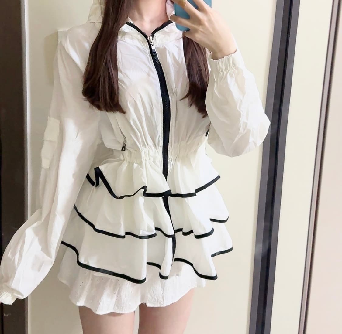 일브 빈티지 아이보리 캉캉스커트 바람막이  상품이미지1