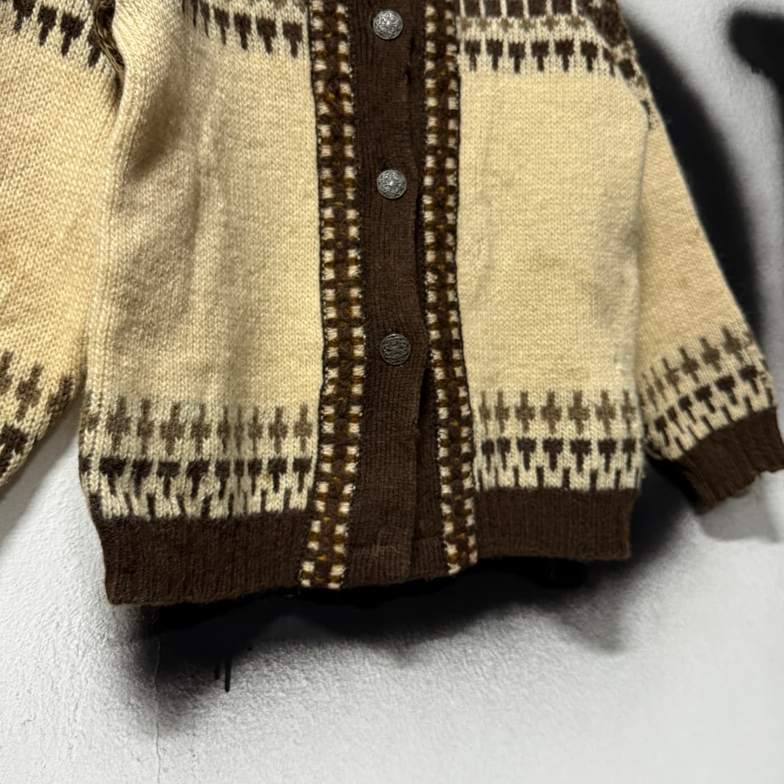 Norway 노르웨이 울 100% 코위찬 크롭 니트 가디건 상품이미지4