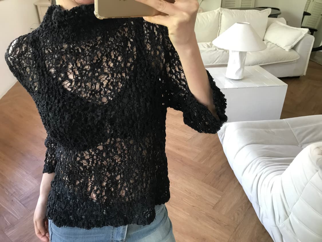vintage high neck net top 상품이미지1