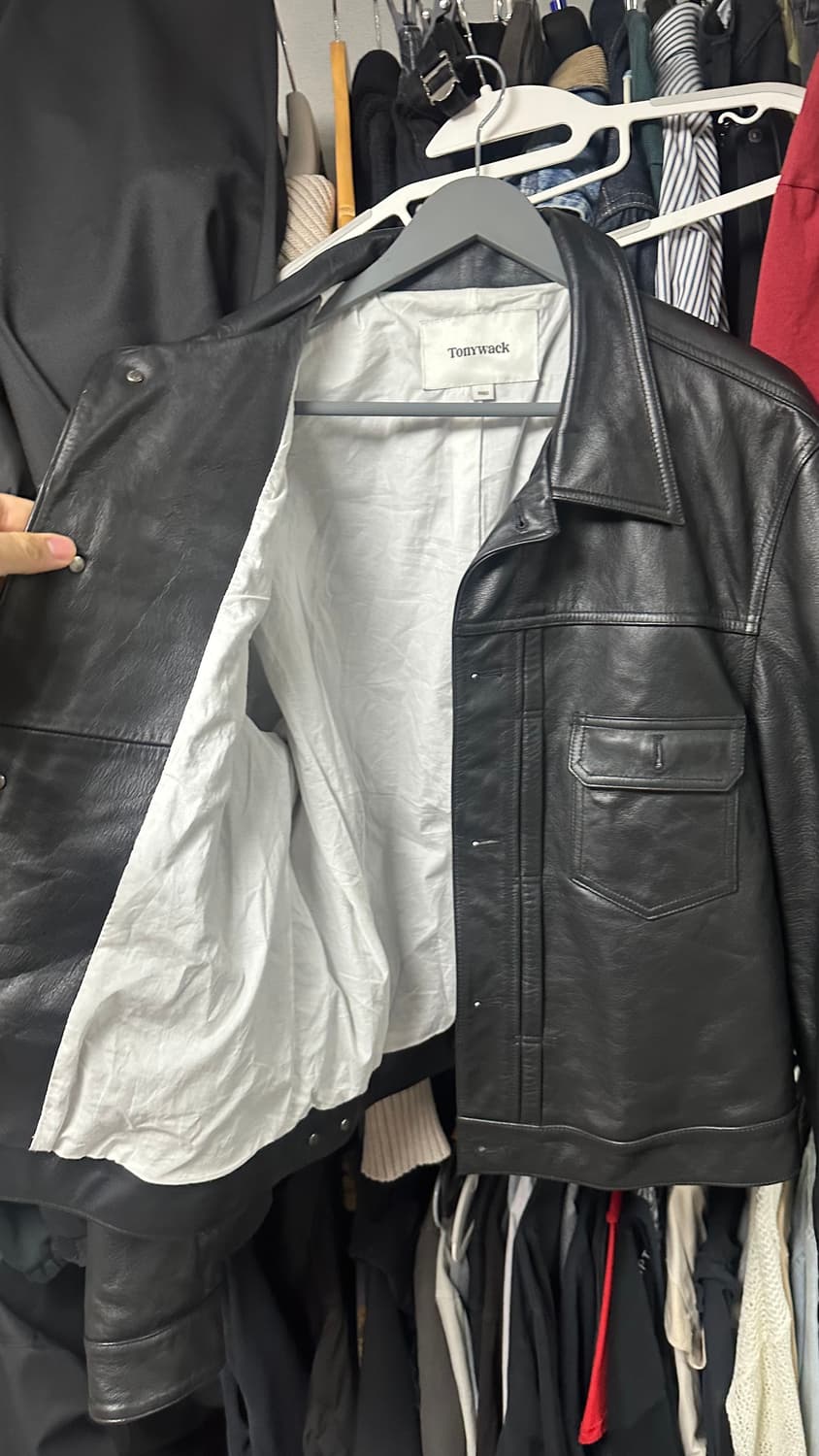 Tonywack 토니웩 블랙 레더 자켓 L 상품이미지6