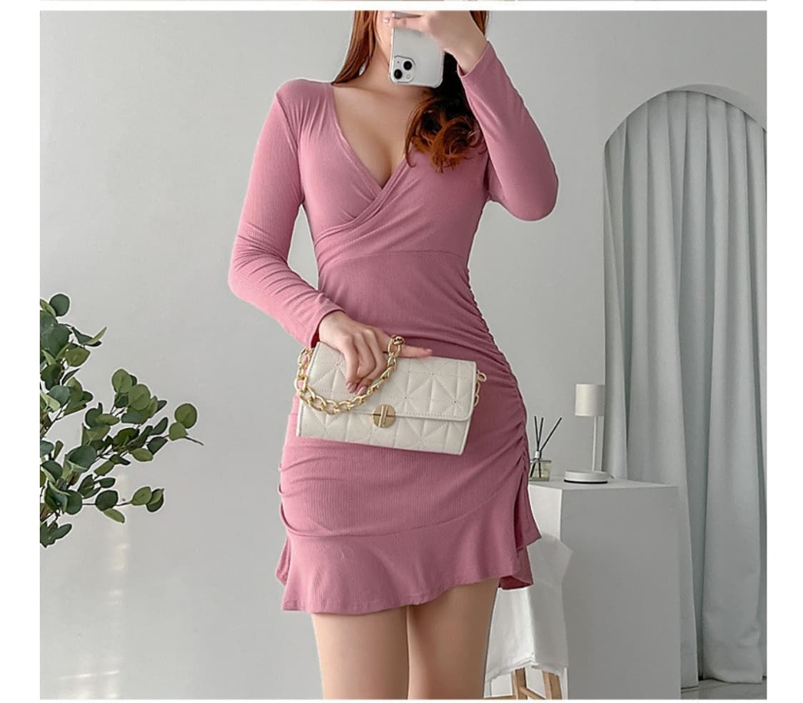 (새상품) 셔링미니원피스 홀복원피스 상품이미지1