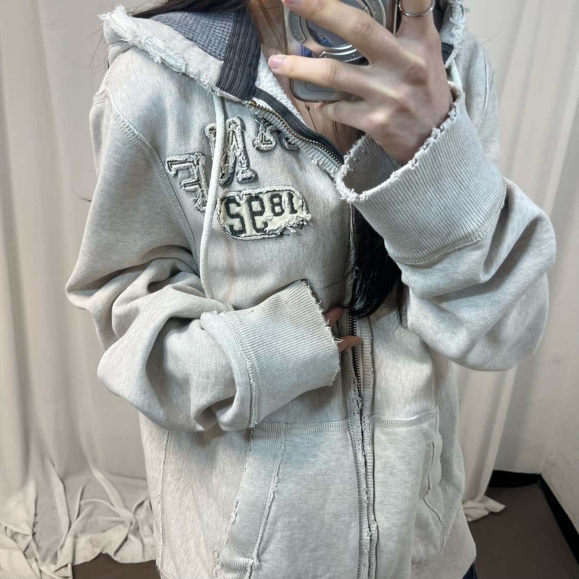 Abercrombie melange grey zip-up hoodie 상품이미지3