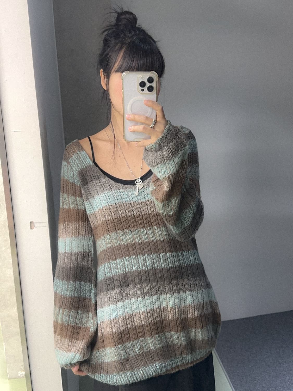 soft color stripes long knit 상품이미지4