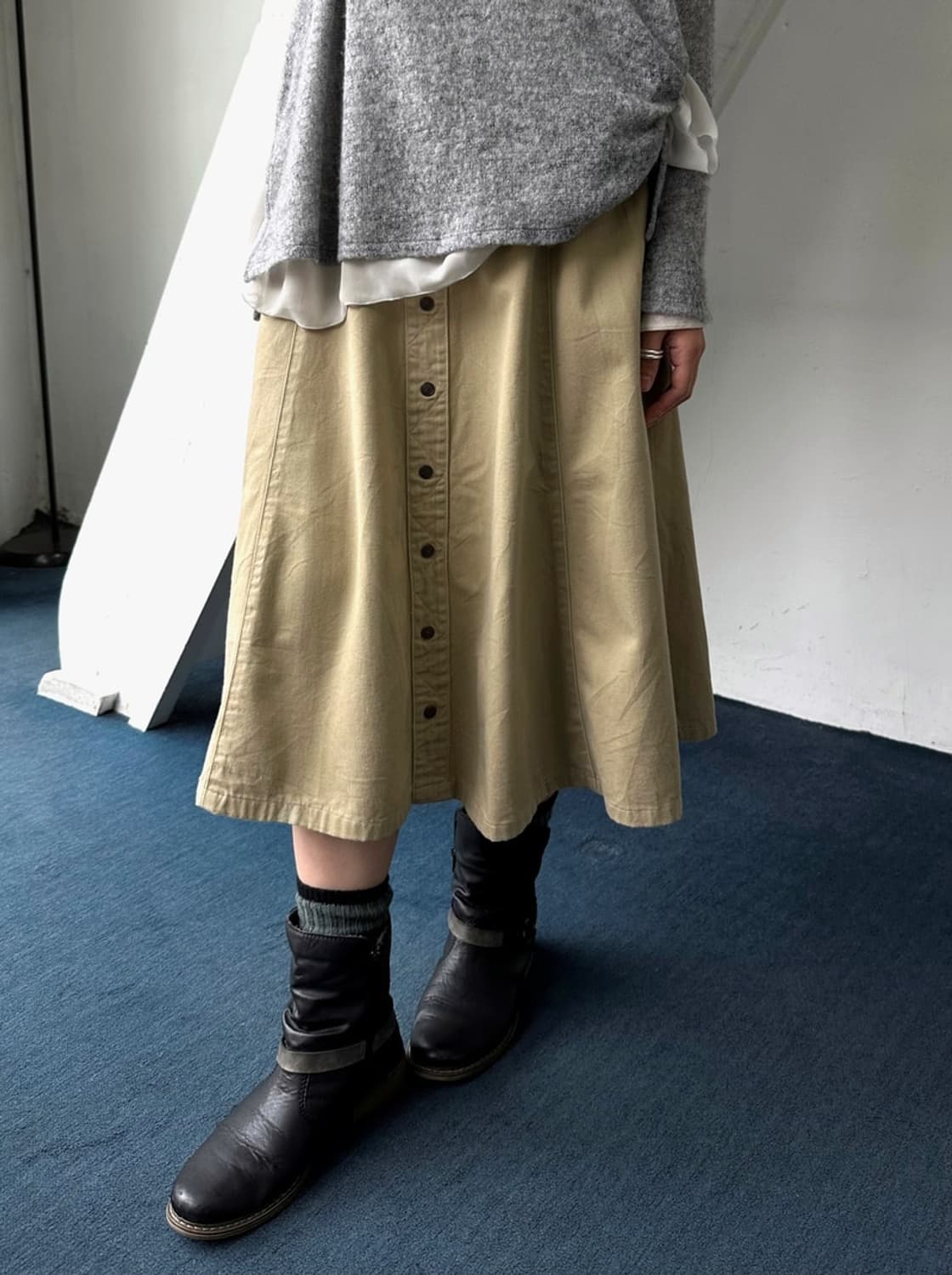 Natural cotton design mid skirt 상품이미지1