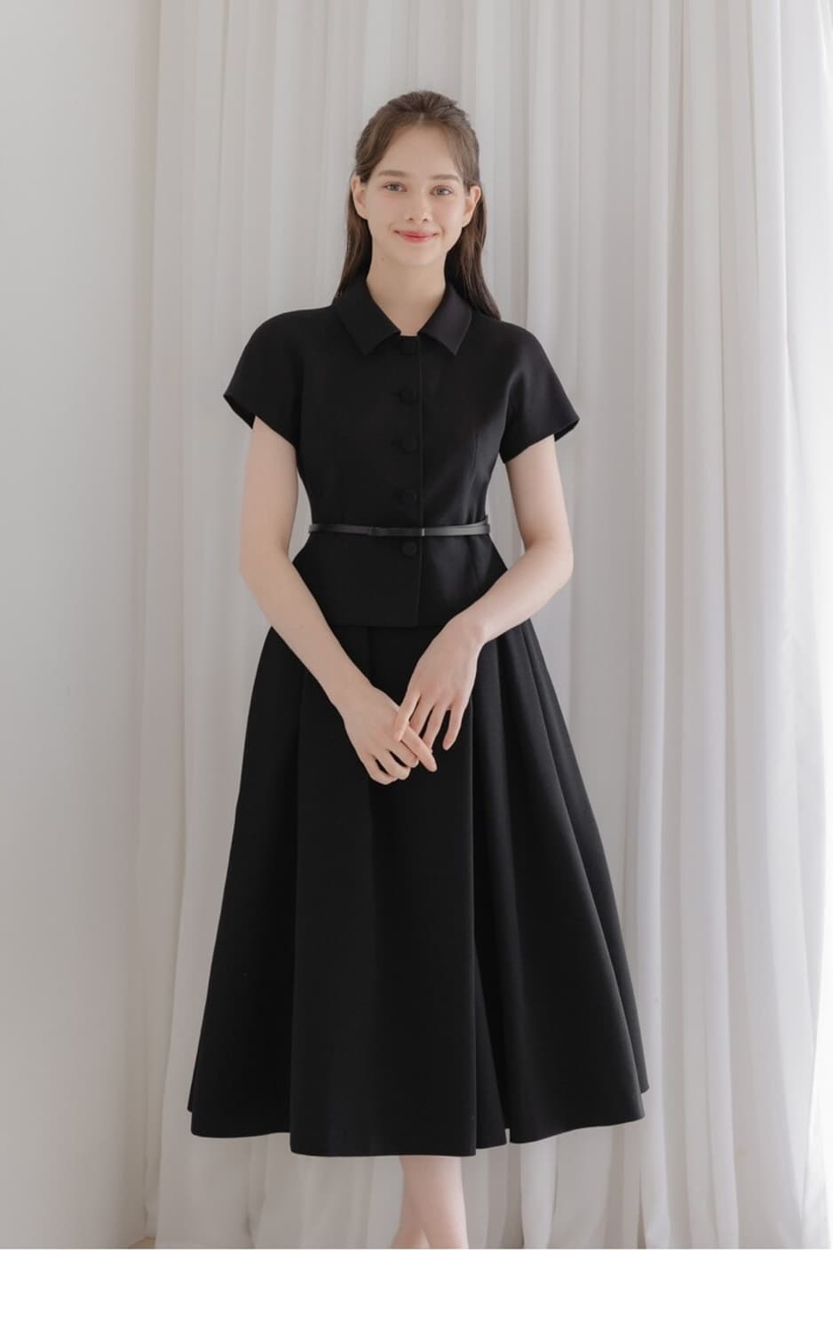 르로망 Cap-sleeve Jacket(벨트 제공) / Black 상품이미지2