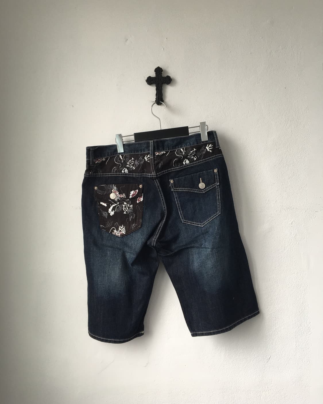 Oriental needle work denim half pants 상품이미지2