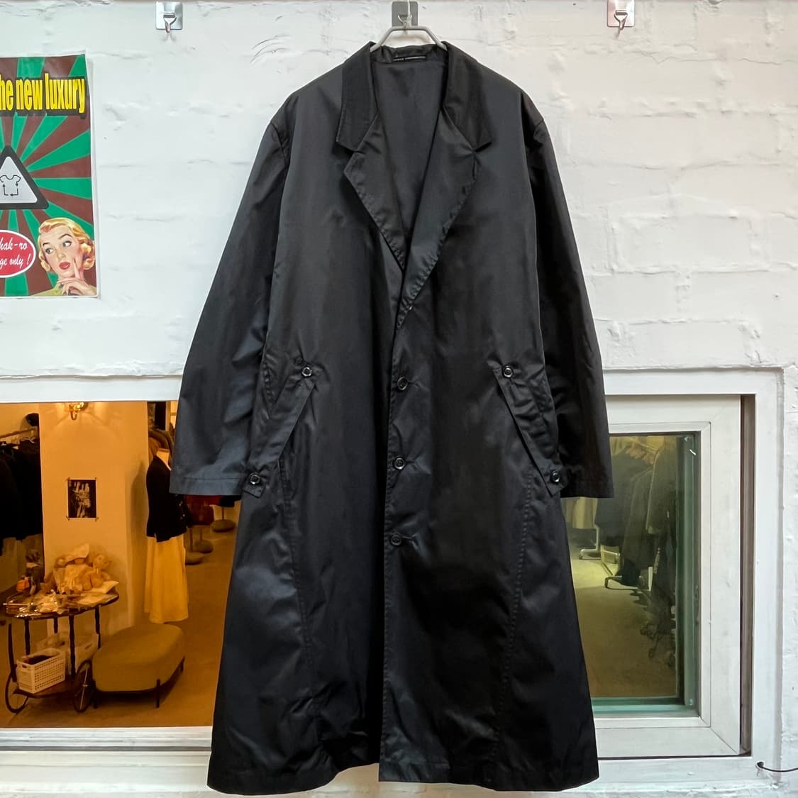 Yohji Yamamoto 나일론 오버핏 트렌치코트 블랙 3 상품이미지1