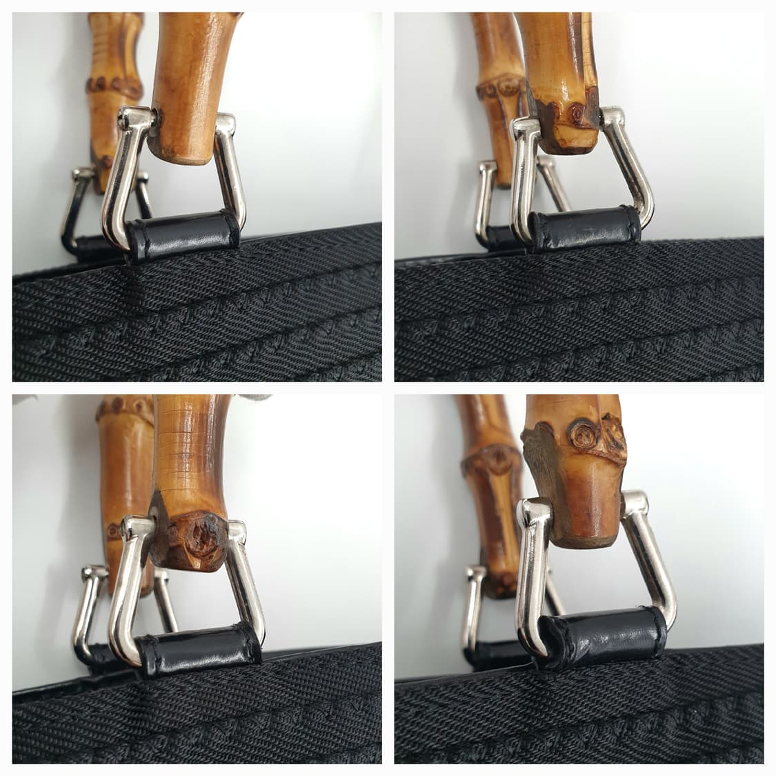 구찌 뱀부 블랙 퀄팅 캔버스 투웨이 토트백 숄더백 상품이미지5