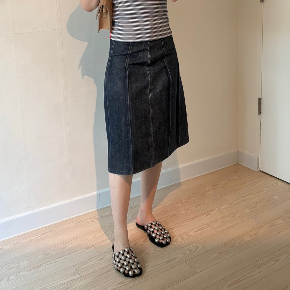 Denim pleats skirt 상품이미지1