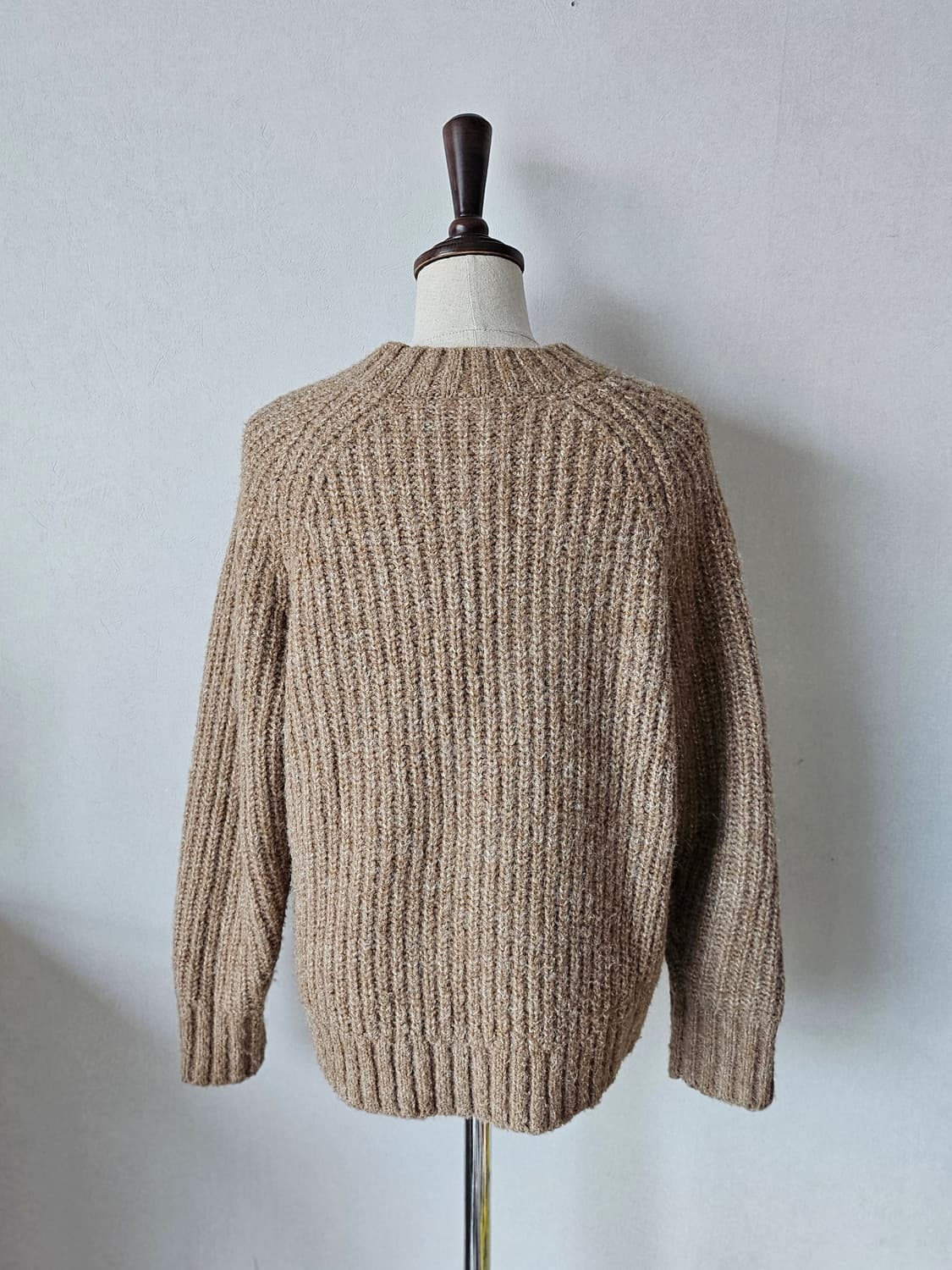 유니클로 로우게이지 모크넥 스웨터 M 테디베어 베이지 헤어리니트 상품이미지8