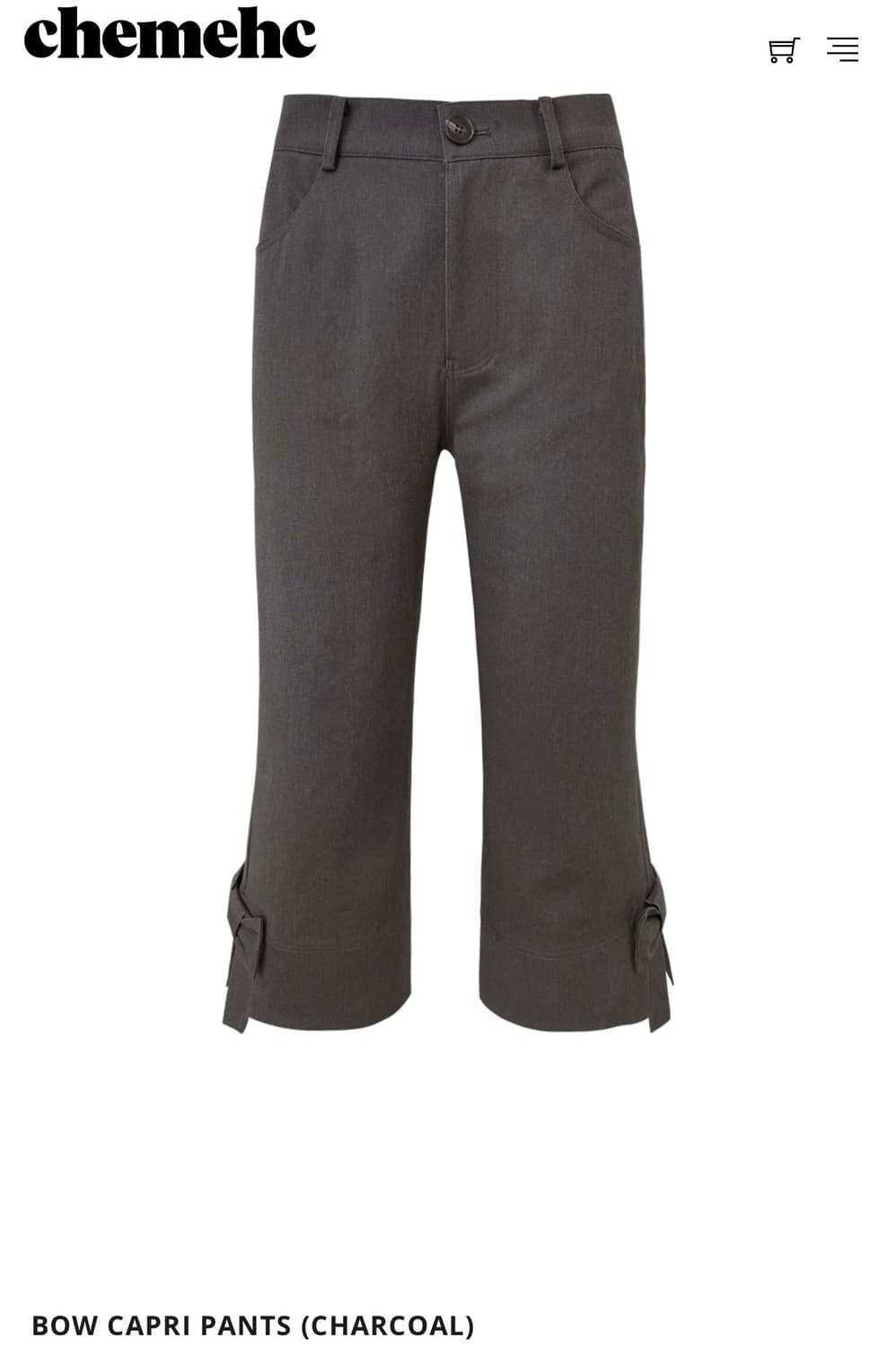 체메씨 보우 카프리 팬츠 차콜 레귤러 상품이미지1