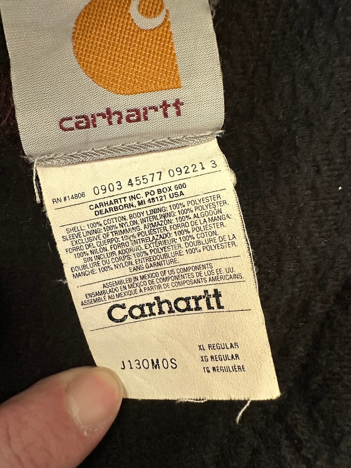 칼하트 j130 mos XL 액티브 자켓 상품이미지5