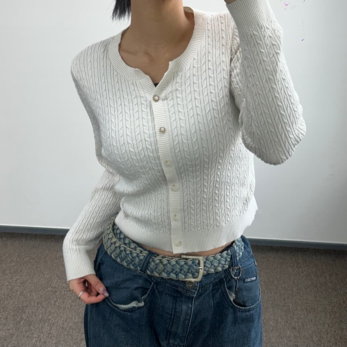 Guess 게스 아이보리 케이블 니트 가디건 상품이미지2