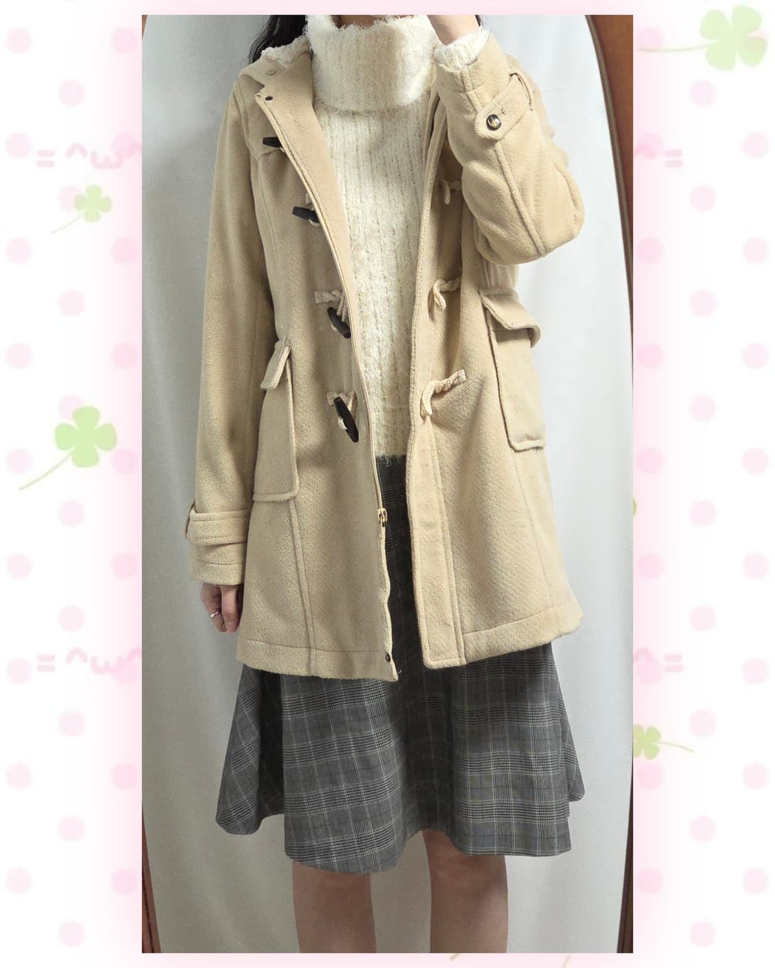 크림베이지 더플 떡볶이 코트 상품이미지1