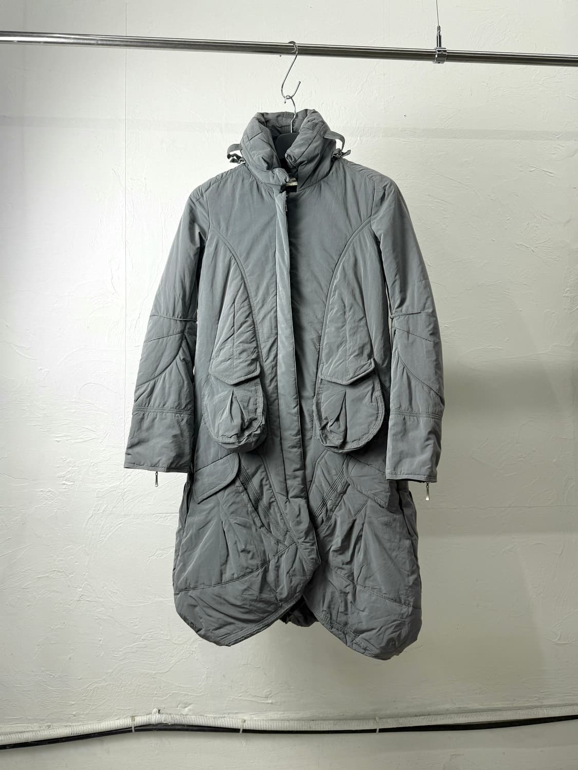 빈티지 아티큘레이티드 하이넥 롱 파카 상품이미지1