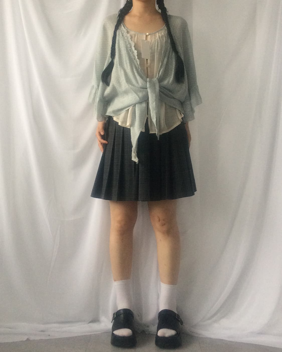 Dot pattern frill layered cardigan 상품이미지9