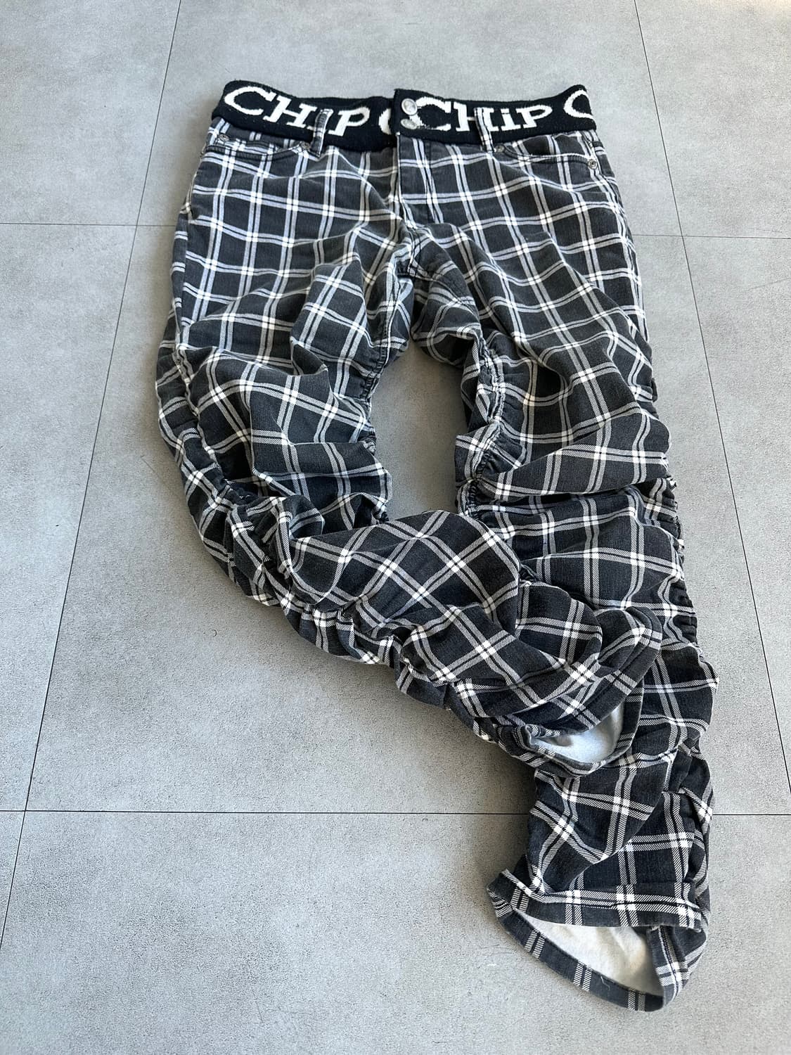 JPN VTG 셔링 체크 새깅팬츠 상품이미지6