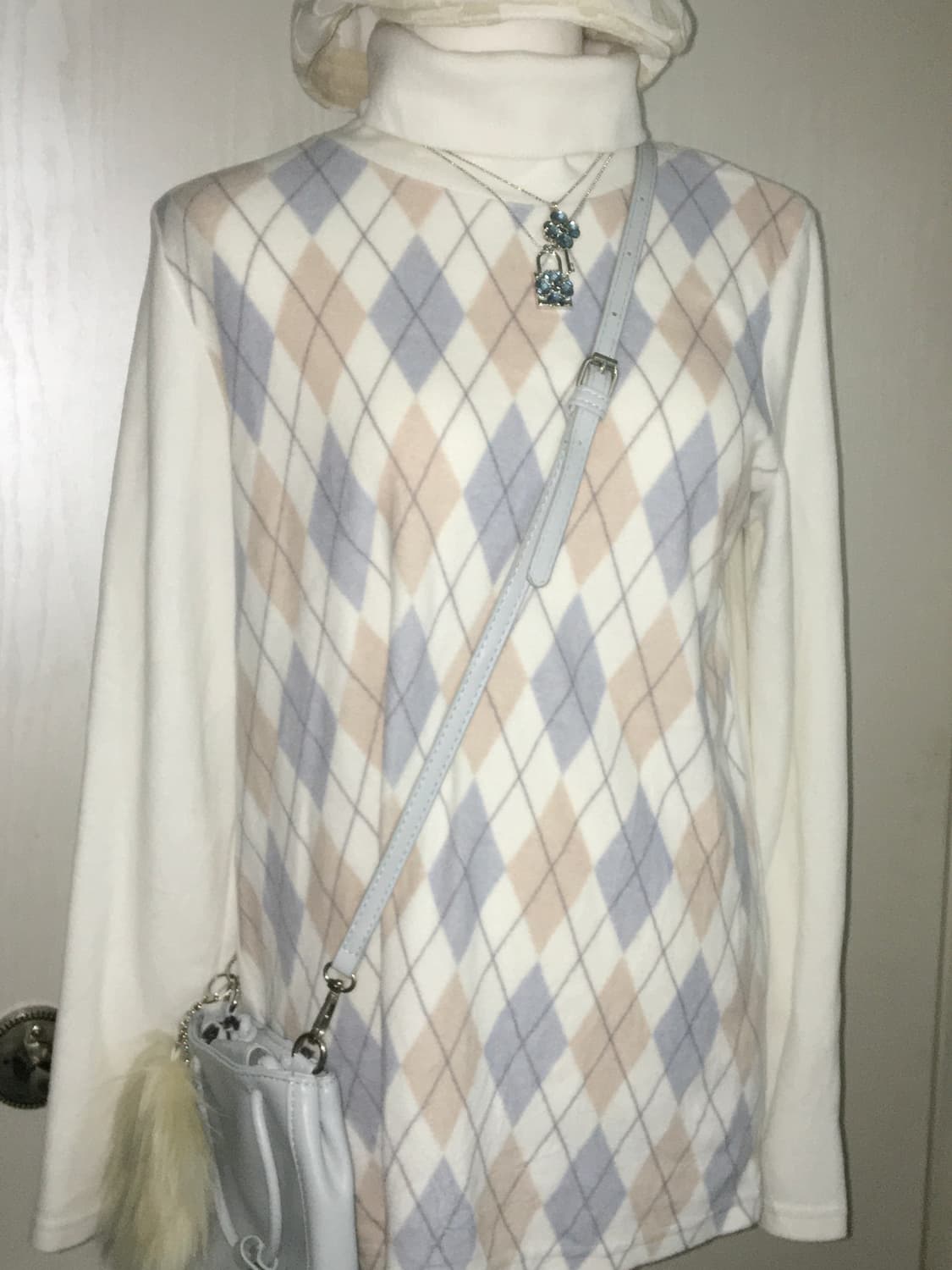 Closshi 모리걸 아가일 폴리 플리스 티셔츠 상품이미지2