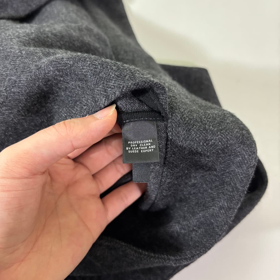 XL 폴로 랄프로렌 블랙라벨 차콜 가죽배색 울 헤링본 라이더자켓  상품이미지5