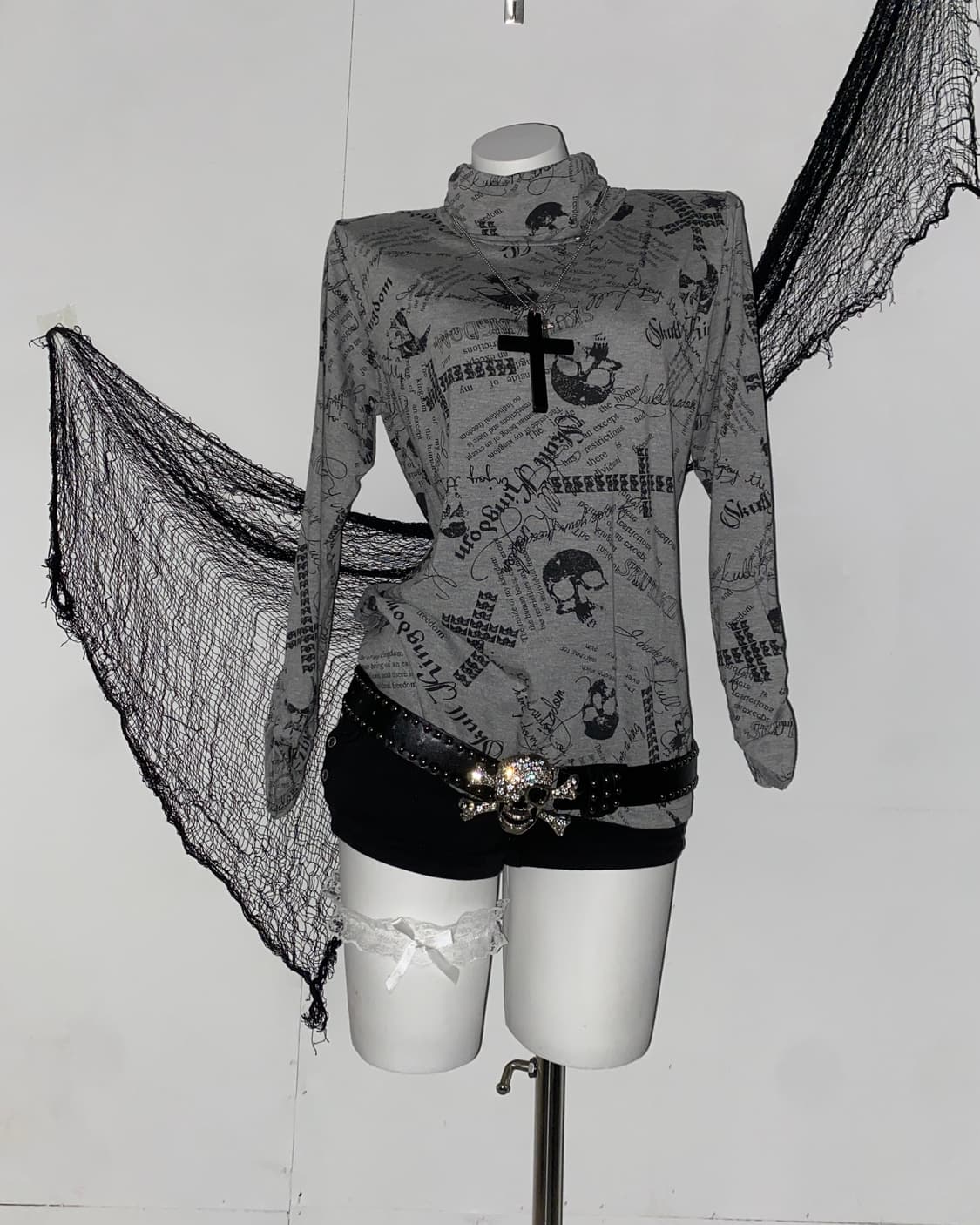 ꒰ঌ 펑크 스컬 하이넥 롱슬리브 ໒꒱ 상품이미지1