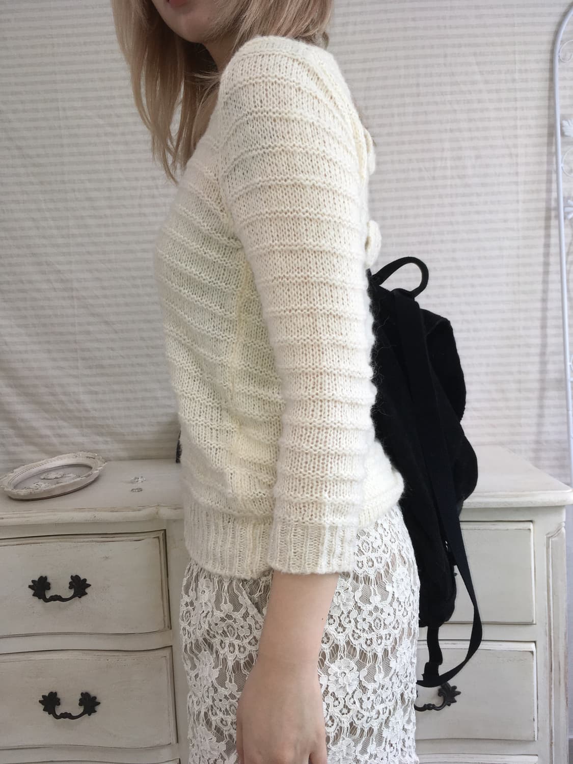 jpn vintage ivory lovely ribbon knit 상품이미지5
