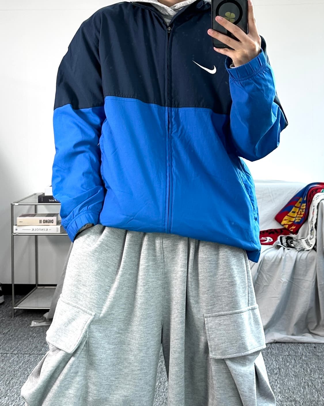 나이키 네이비 블루 배색 바람막이 L 상품이미지3