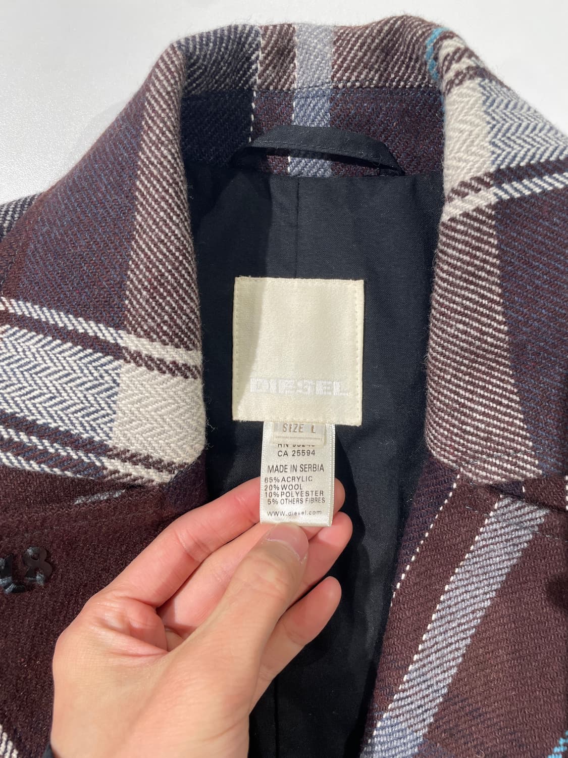 디젤 믹스 체크 패턴 아칼릭 울 코트 상품이미지7