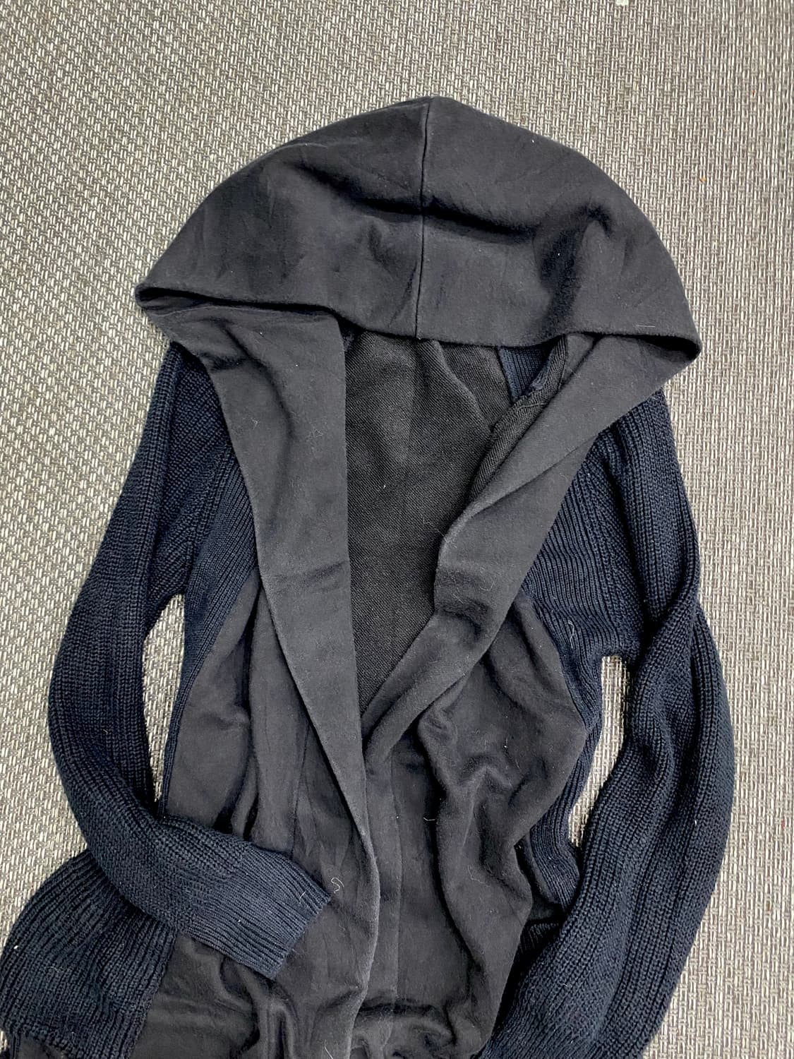 Knit Detail Loose-Fit Black Cardigan 상품이미지6