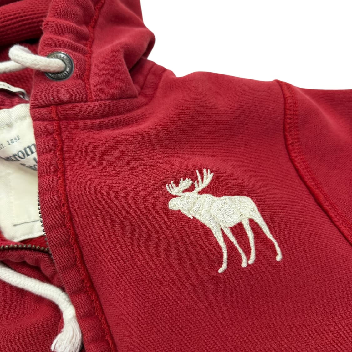 아베크롬비 빈티지 Y2K 스펠로고 기모 후드집업 자켓 버건디 레드 S 상품이미지7
