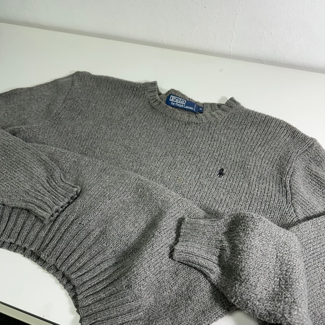 M 폴로 랄프로렌 차콜 면 라운드 니트 상품이미지1