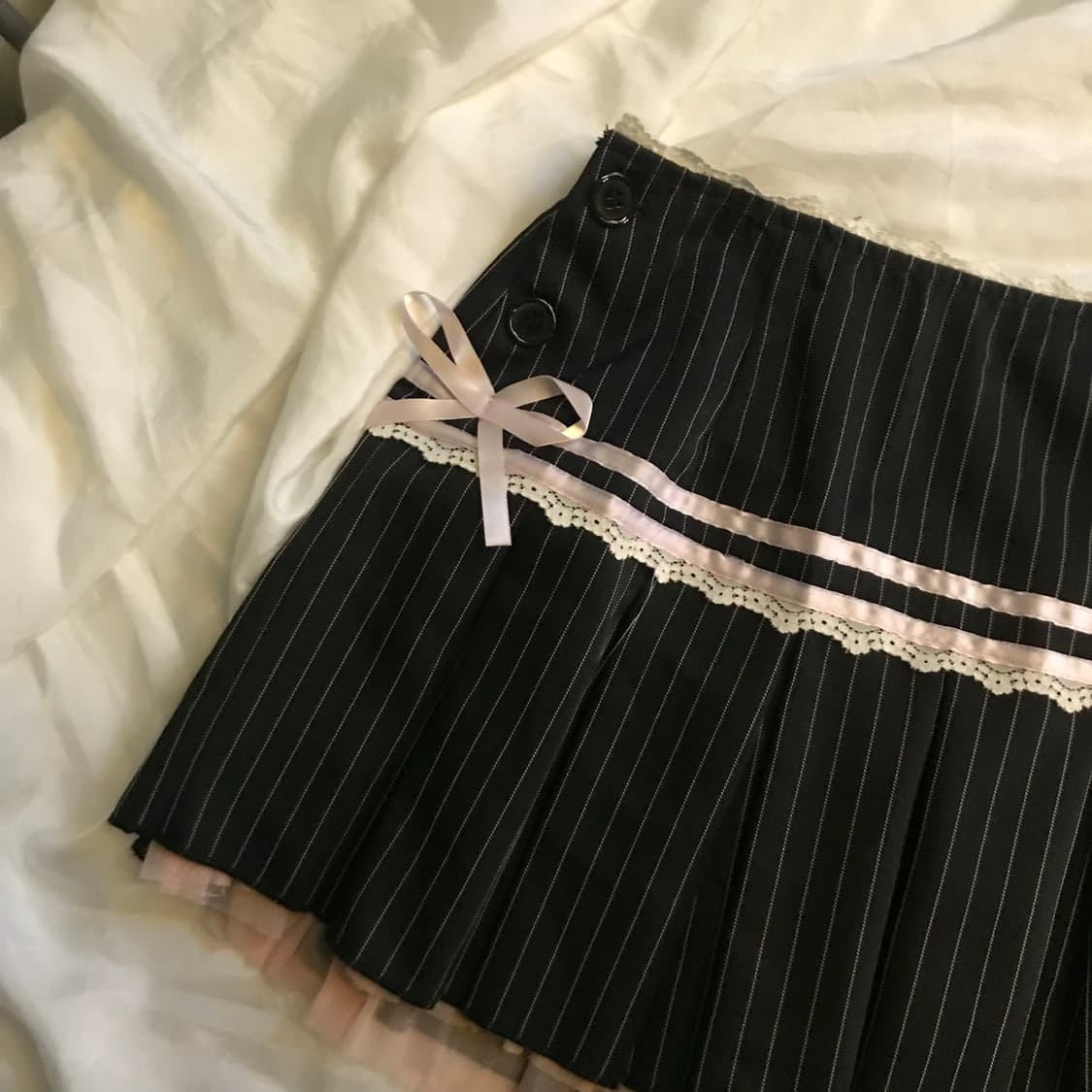 Vintage 갸루 리본 플리츠 미니스커트 상품이미지2