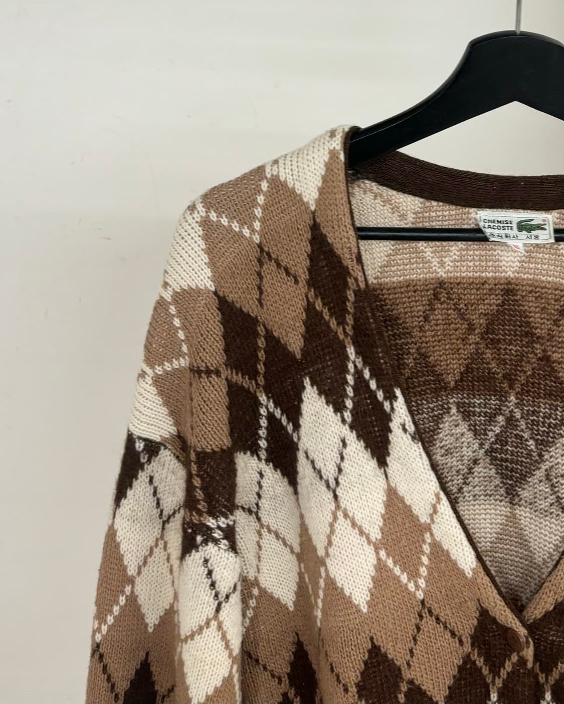 슈미즈 라코스테 브라운 아가일 패턴 니트 가디건 상품이미지3
