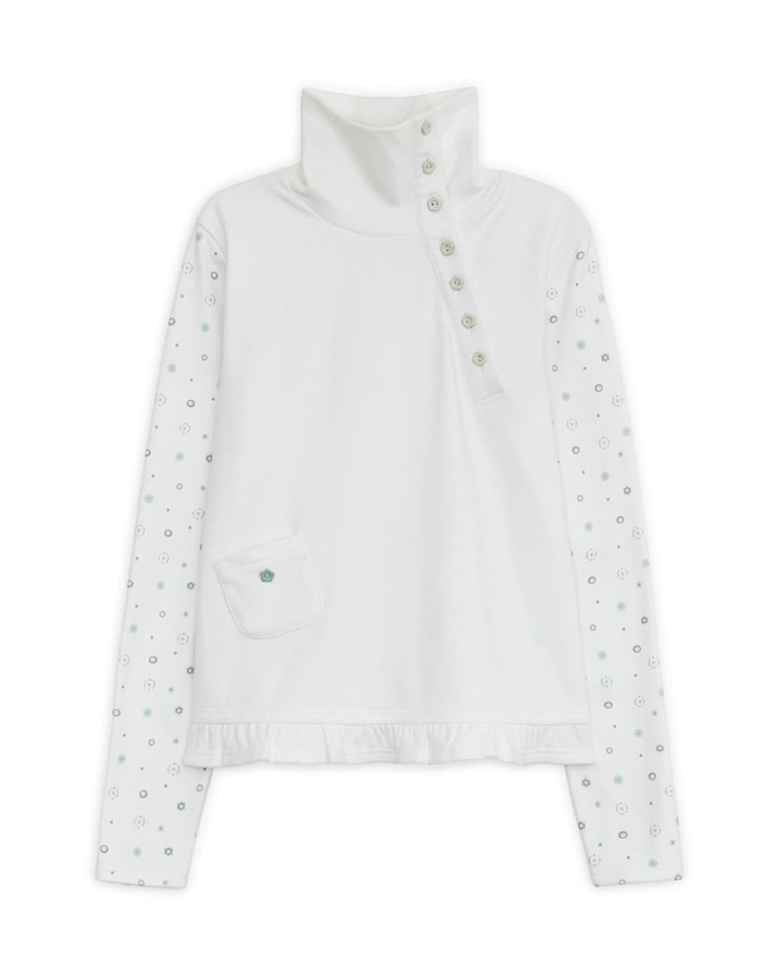 허그유어스킨 플라워 버튼 폴라 탑 화이트 새상품 상품이미지1