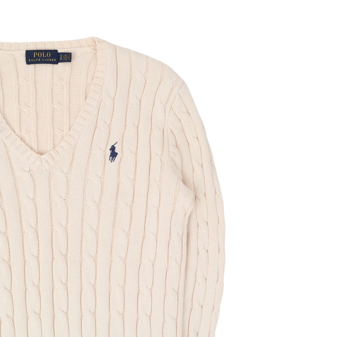 폴로 랄프로렌 아이보리 브이넥 코튼 케이블 니트 상품이미지3