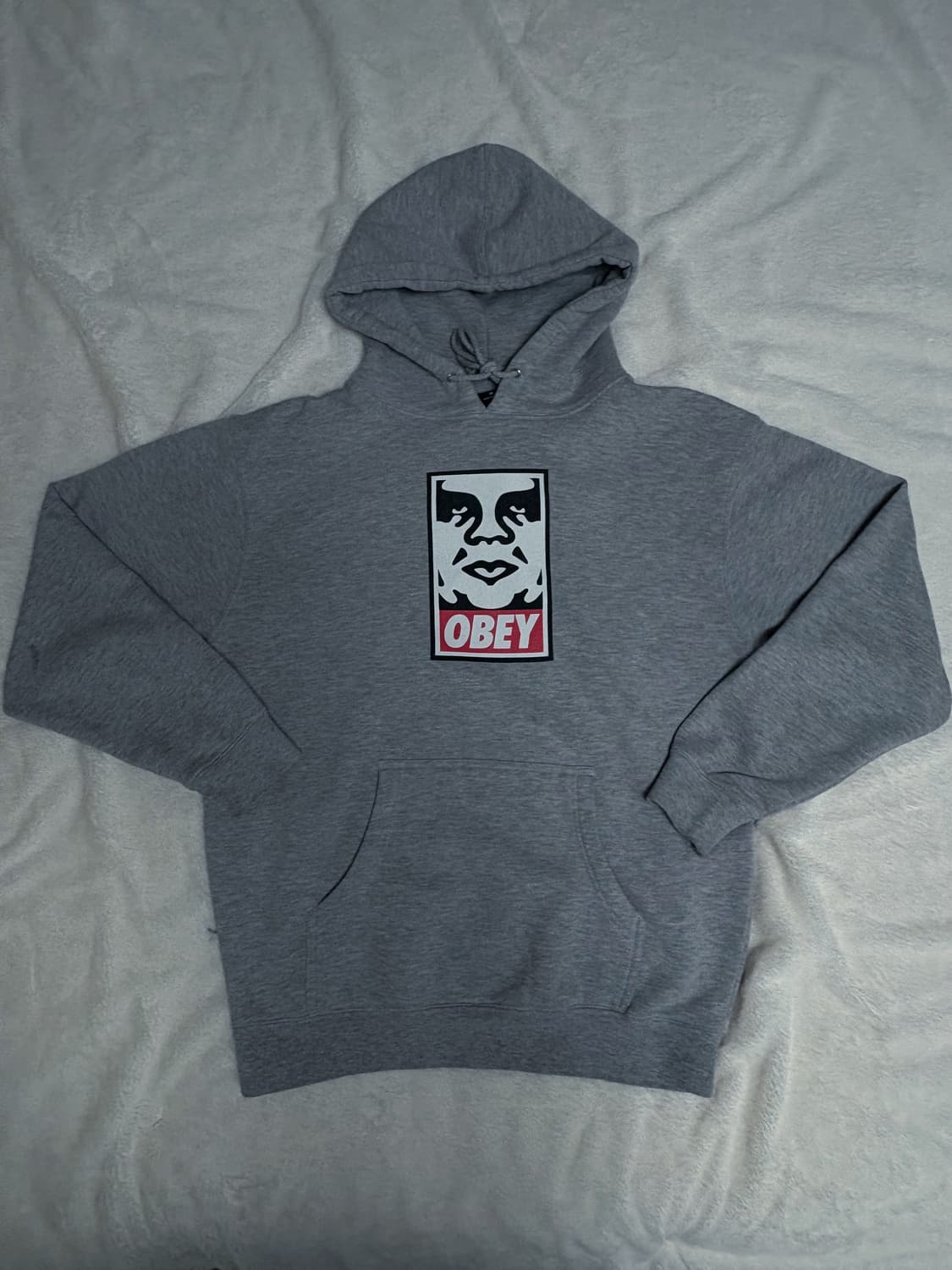 [M] 오베이(OBEY) 아이코닉 아이즈 빅 로고 후드티 (그레이) 상품이미지4