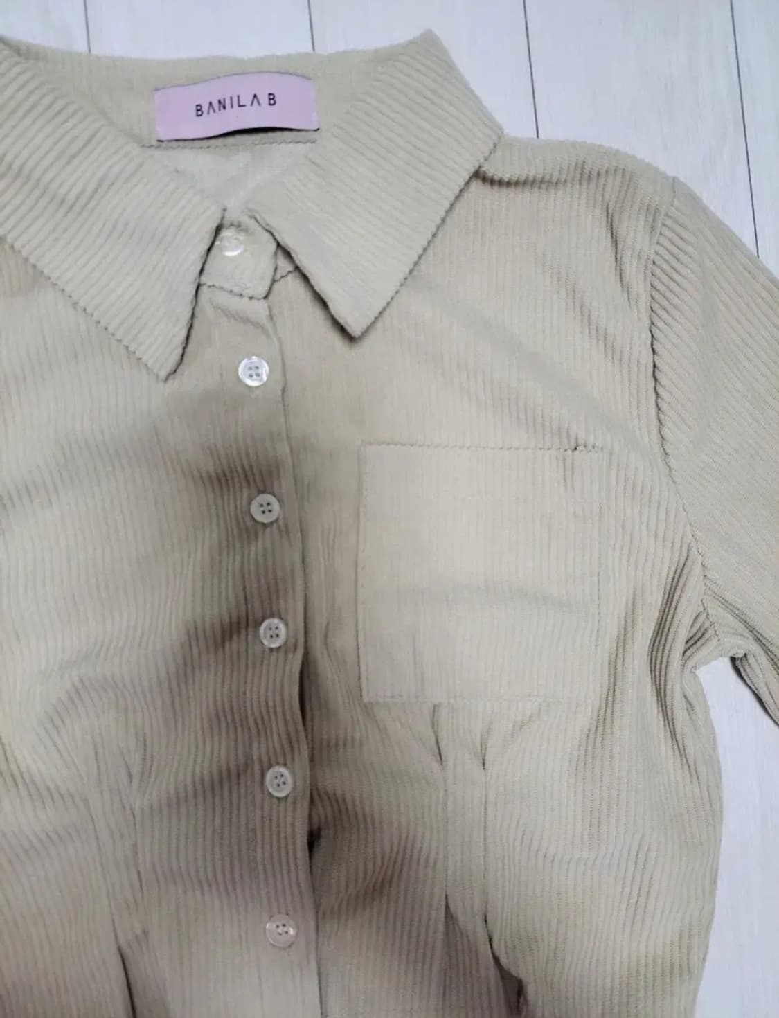 급처새상품!바닐라비 코듀로이 프라다느낌 크롭셔츠남방 레니본st리즈리사st 상품이미지2