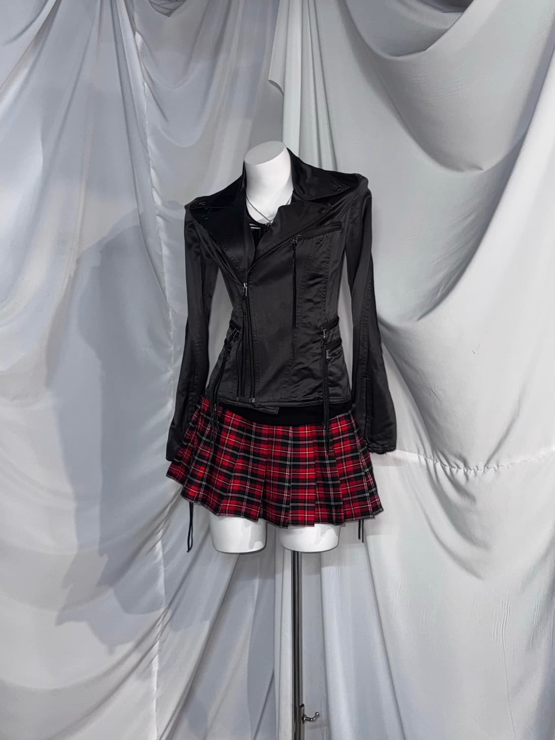 5351 나나깔 펑크 레드체크 아일렛 코디세트 상품이미지8