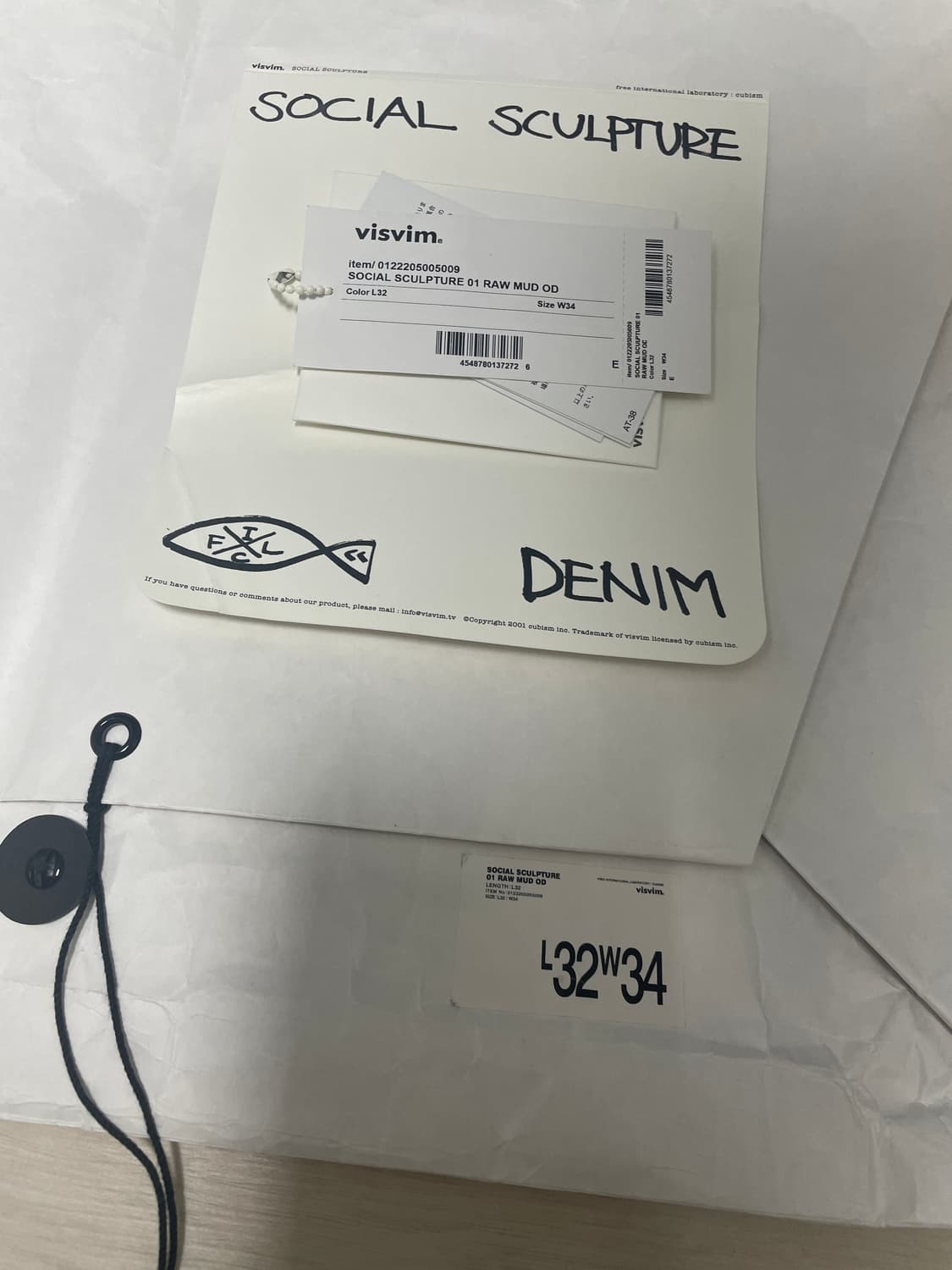 비즈빔 01 RAW MUD OD 데님 34 사이즈 상품이미지1