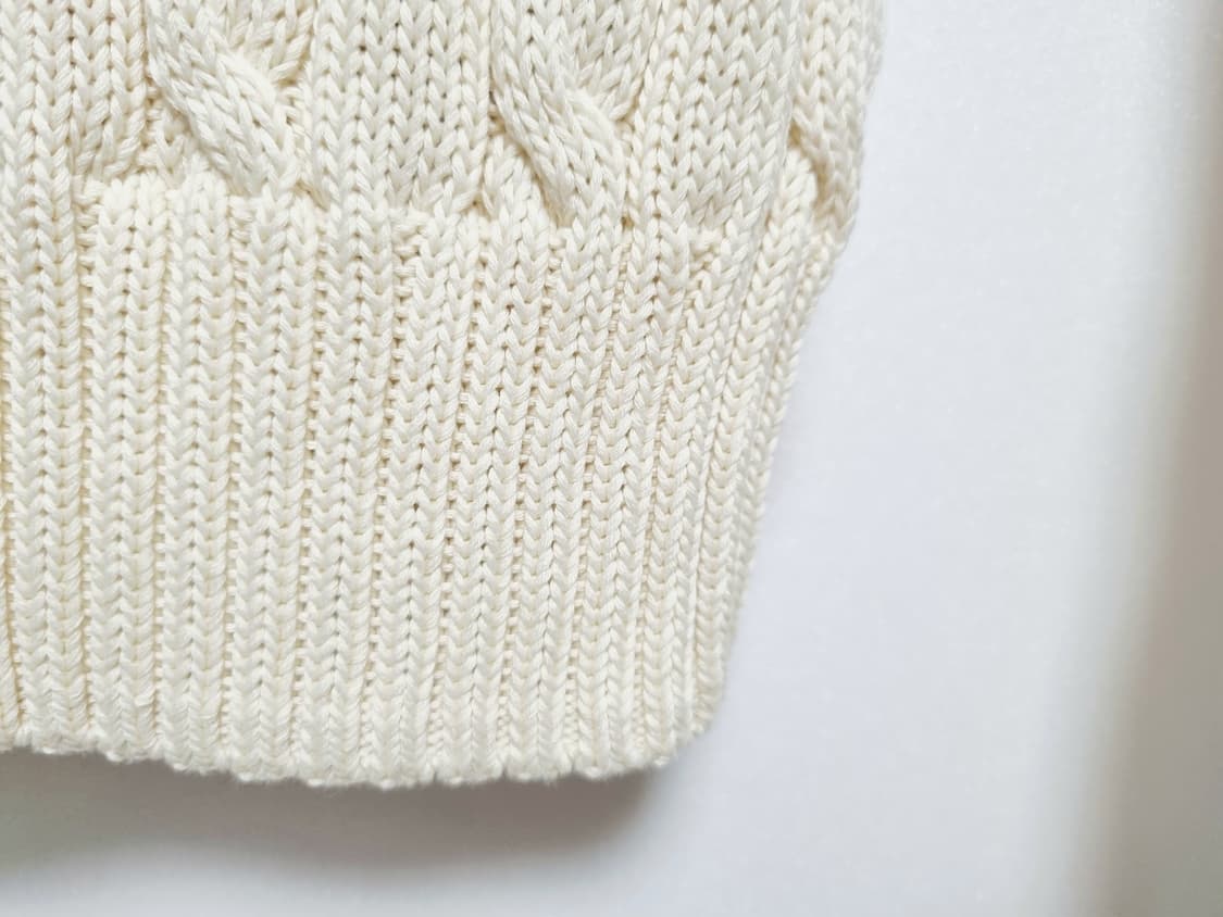 여성 QR인증 폴로 피마 코튼 아이보리 긴팔 케이블 꽈배기 니트 스웨터 상품이미지4