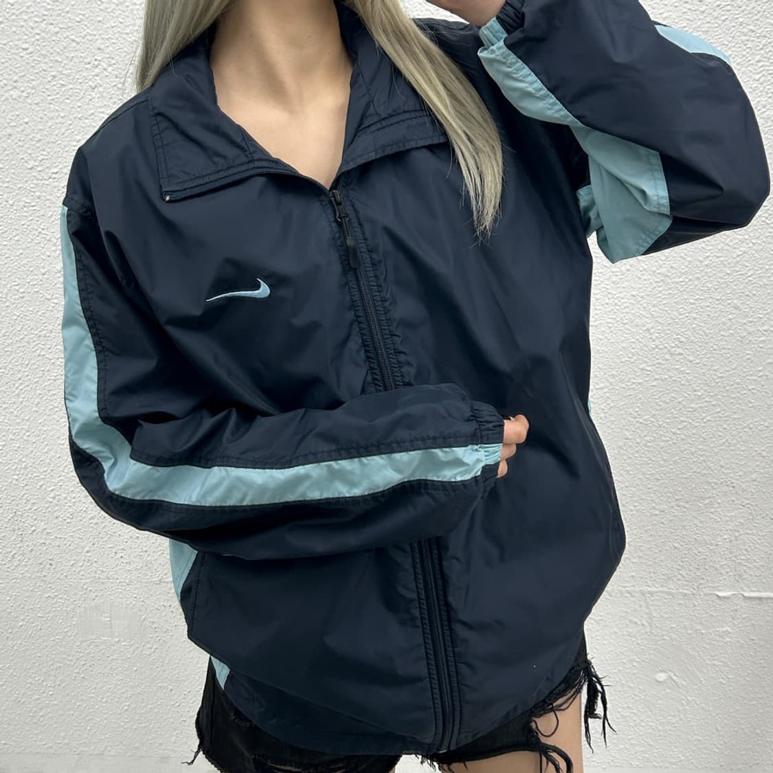 나이키 90's 베이비블루 배색 네이비 후드 바람막이 상품이미지2