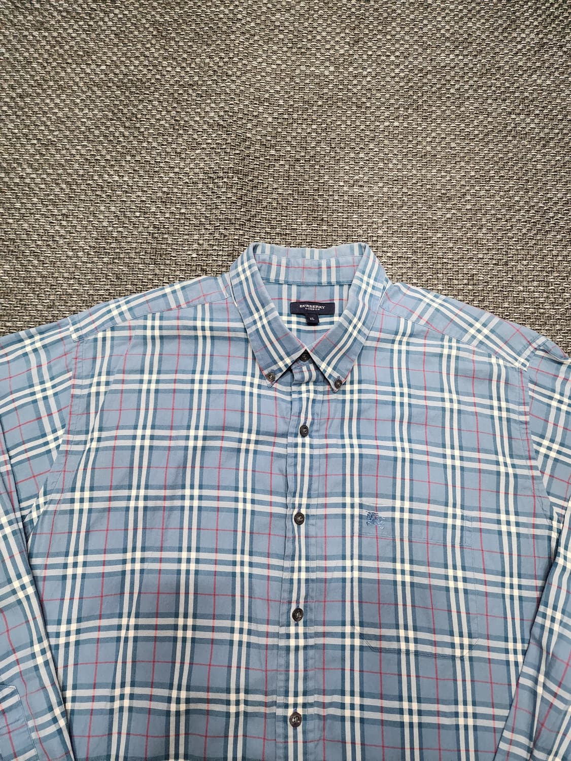 버버리 블루 노바체크 로고 남방 셔츠  XL사이즈 상품이미지10