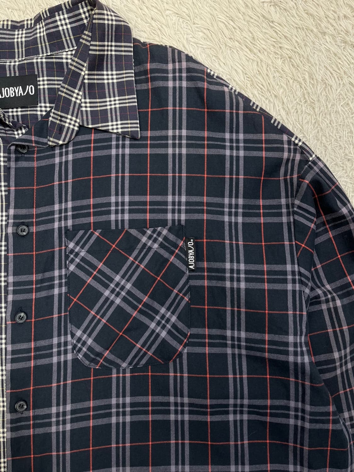 아조바이아조 오버핏 체크믹스 셔츠/#2642 상품이미지2