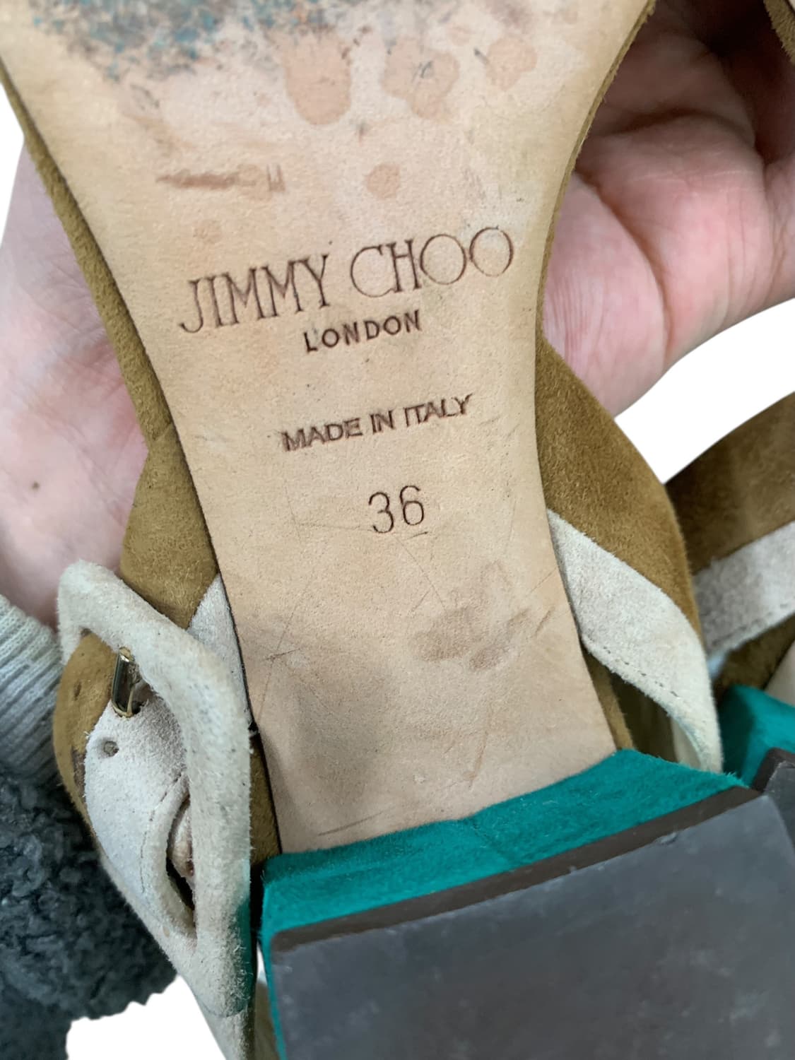 지미추 다차 컬러블록 스웨이드 샌들 36(230) (Gr-3217) 상품이미지8