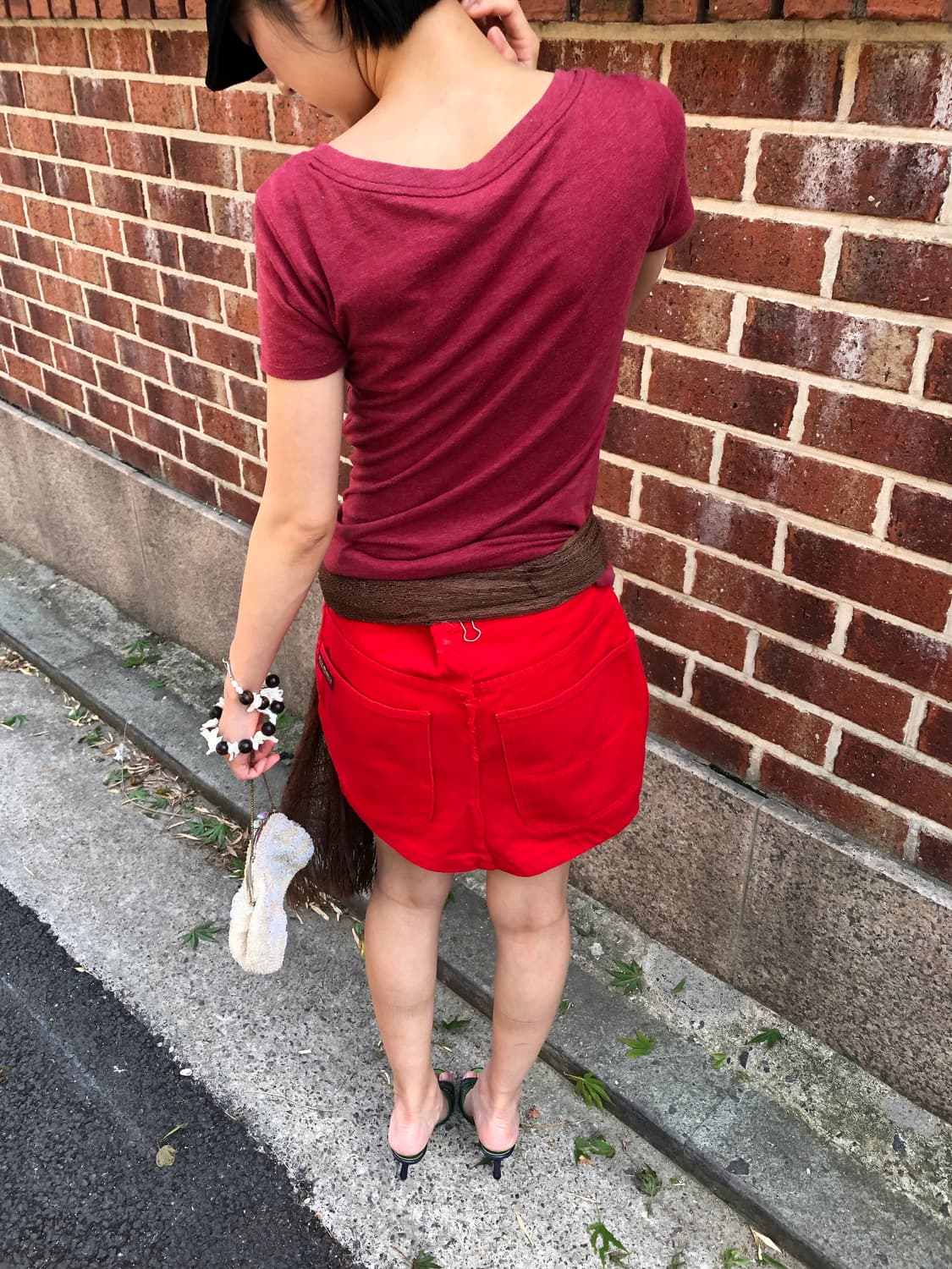 pelle pelle red mini skirt  상품이미지3