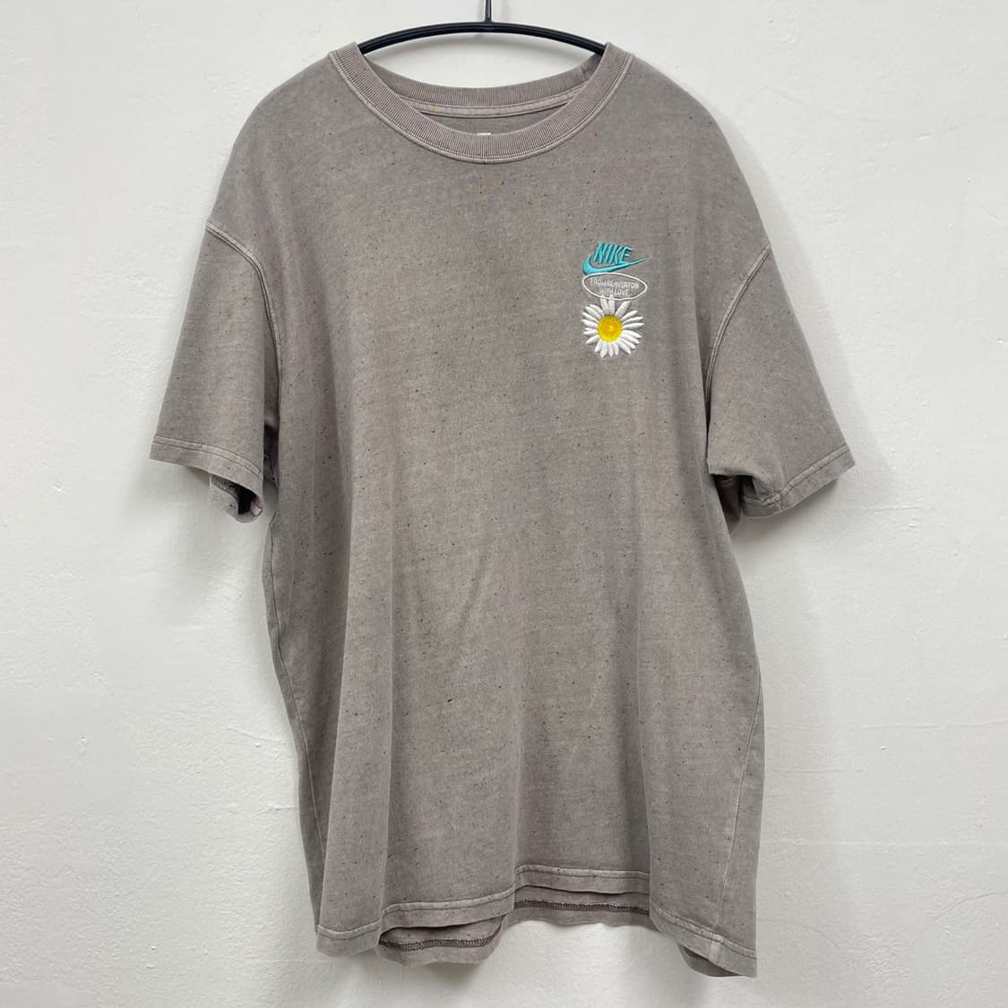 나이키 NIKE 오트밀 멜란지 플라워 자수 로고 반팔 티셔츠 XL 상품이미지7