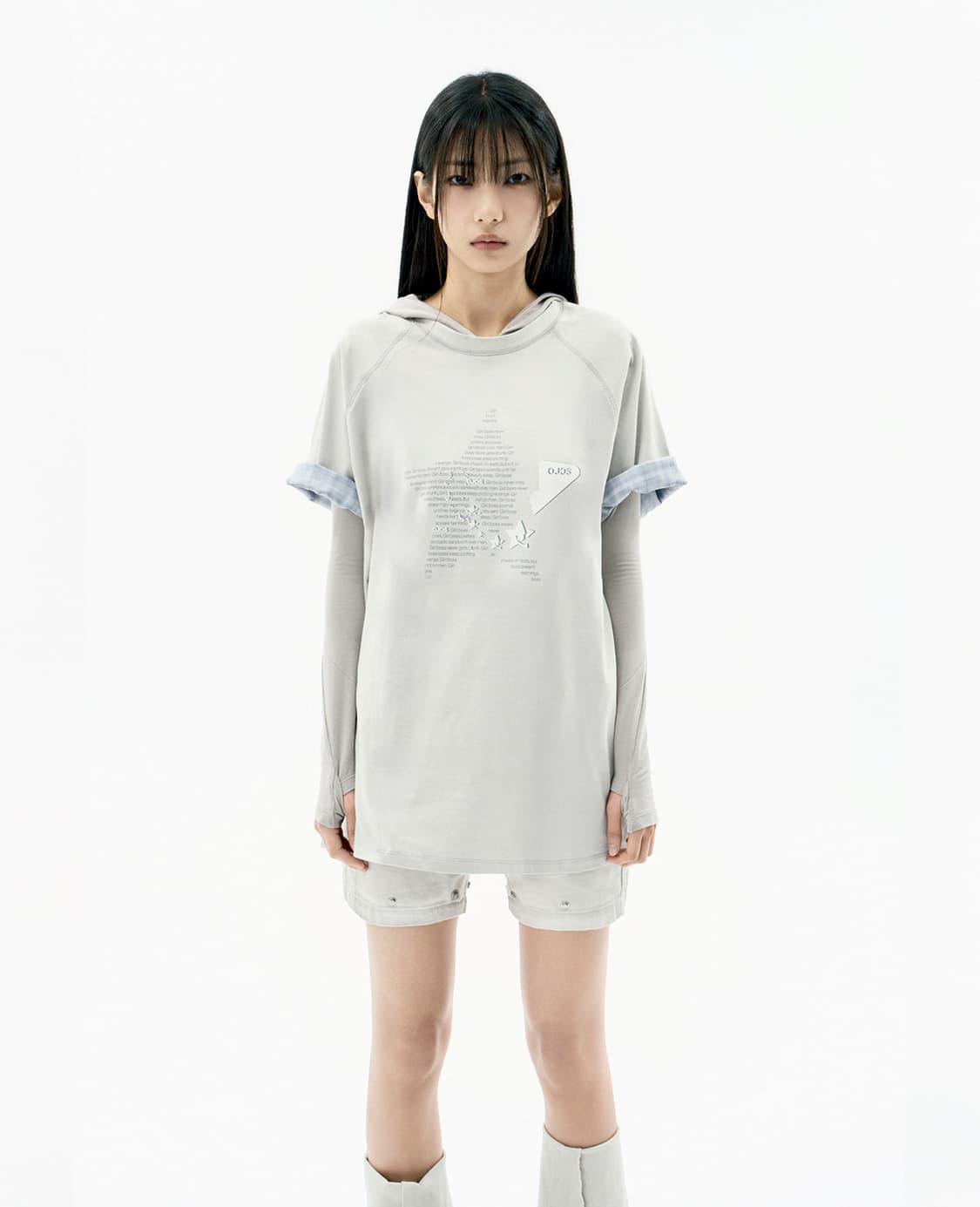 오호스Double Sleeves Raglan T-shirt / Khaki 상품이미지3