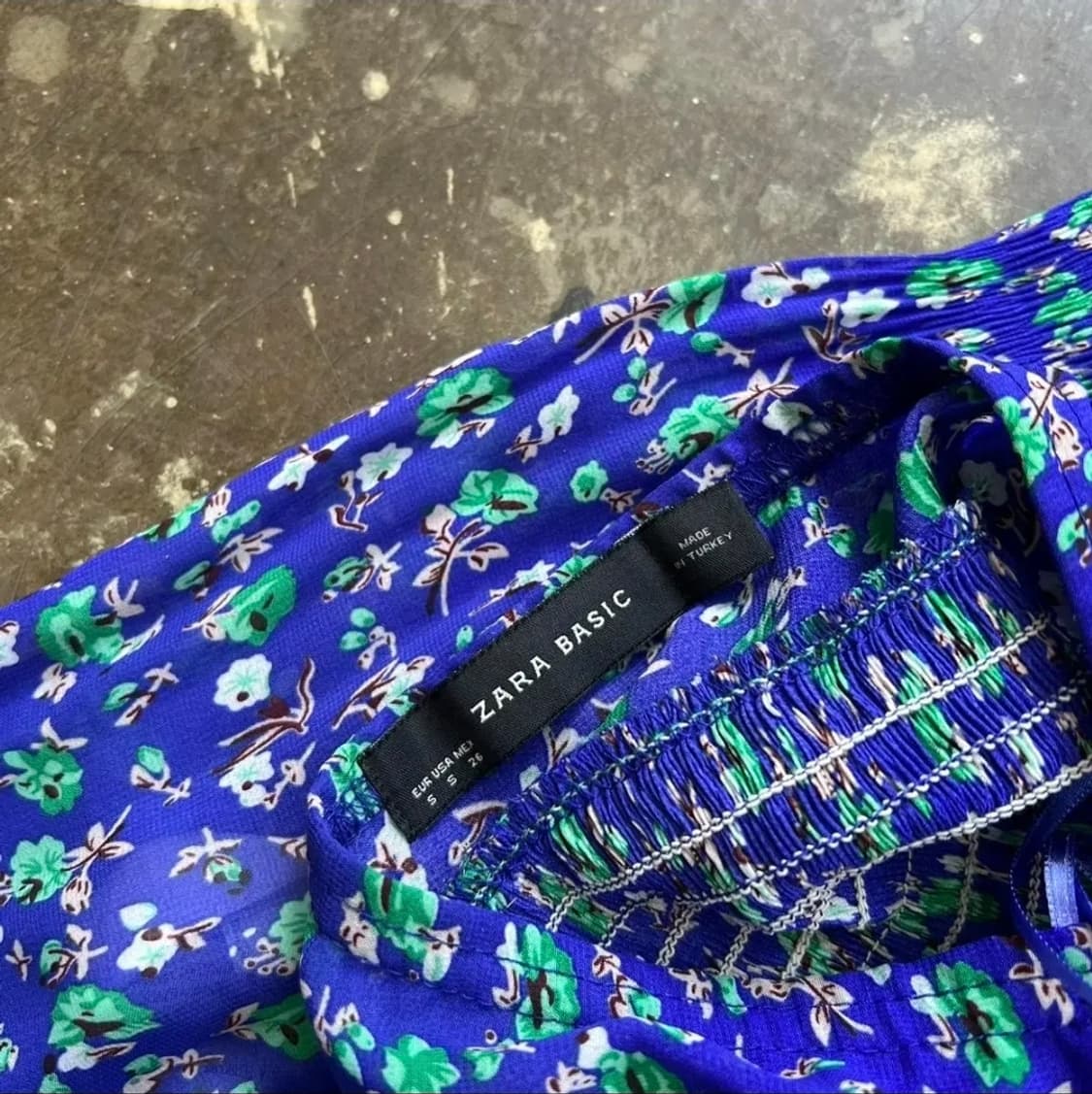S) ZARA 자라 플라워 패턴 홀터넥 쉬폰 셔링주름 원피스 상품이미지4