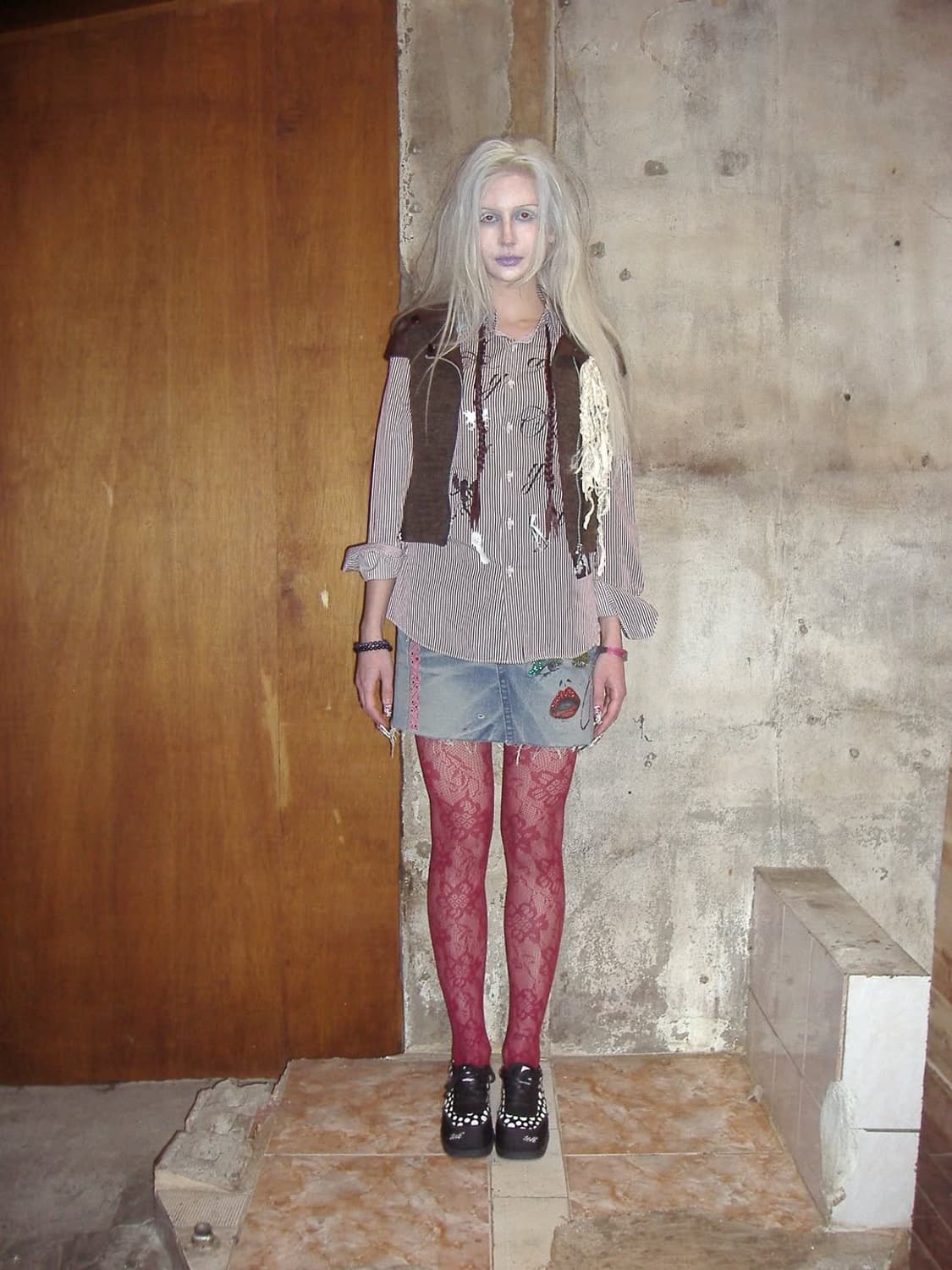 Braided long hair stripe shirt 상품이미지5